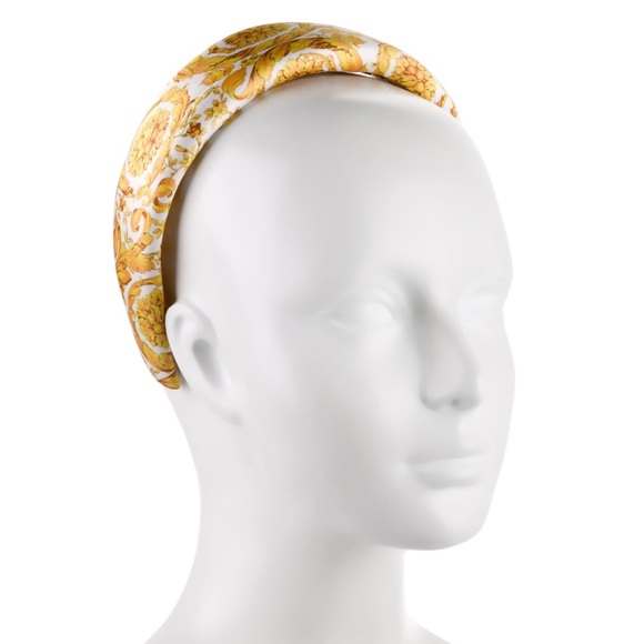 Versace Satin Printed White and Gold Headband - Picture 2 of 10